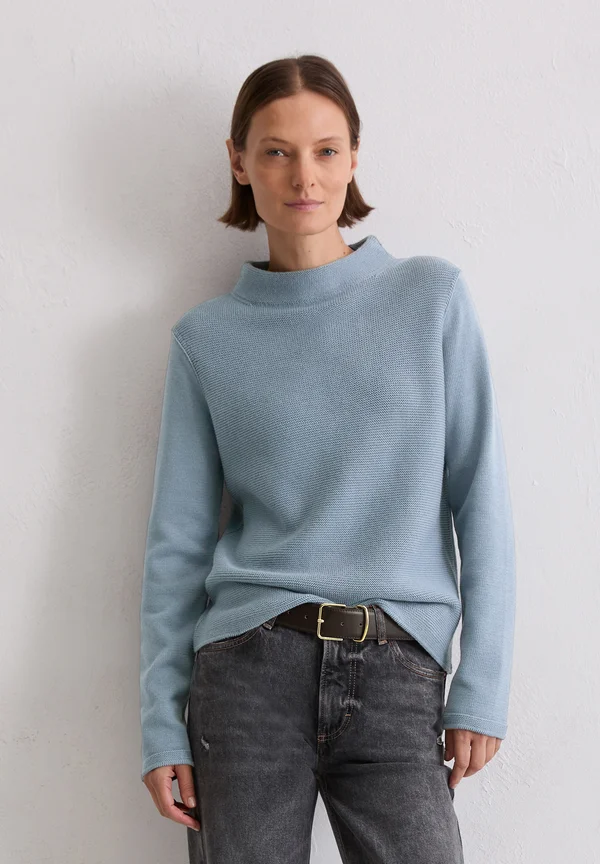 LONGSLEEVE SMALL STAND-UP COLLAR - Strickpullover - slate blue
