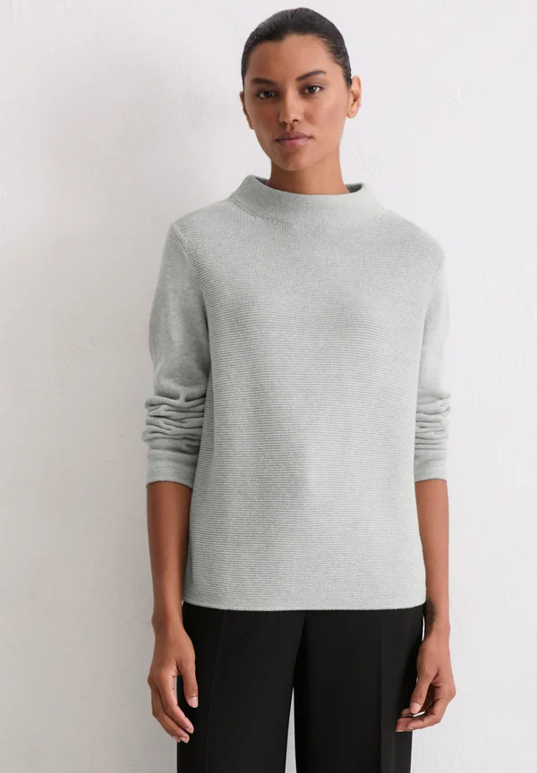 LONGSLEEVE SMALL STAND-UP COLLAR - Strickpullover - stone melange