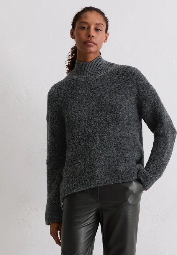 LONGSLEEVE STAND-UP COLLAR - Strickpullover - rocky grey melange
