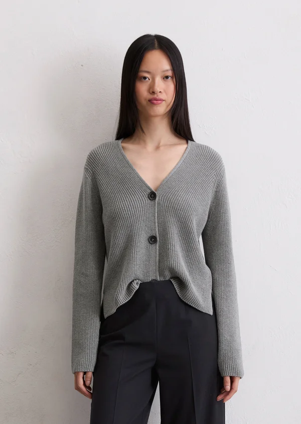 LONGSLEEVE V NECK - Strickjacke - grey granite melange