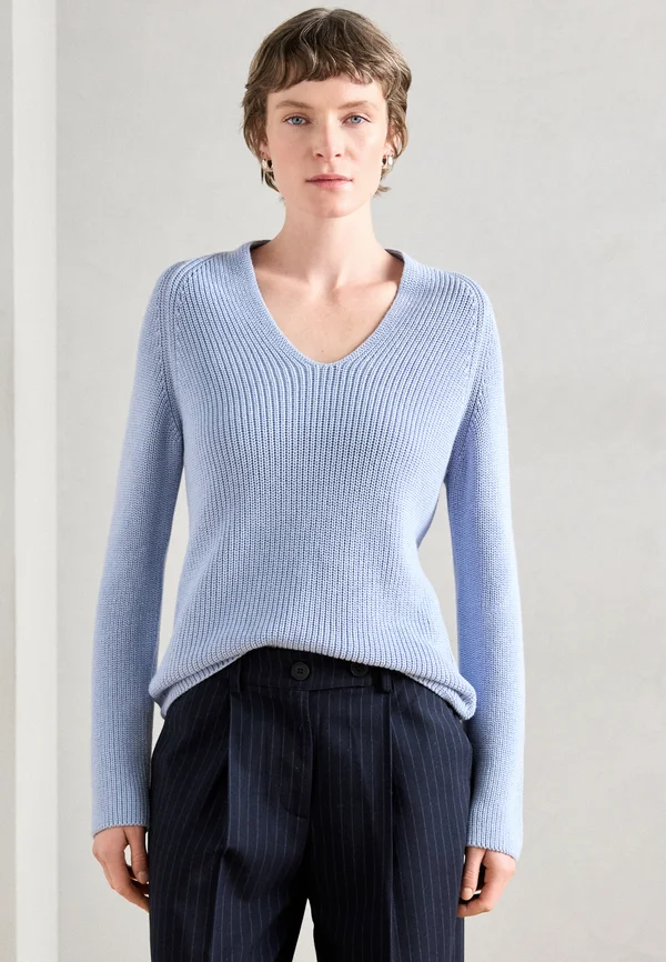 LONGSLEEVE V NECK - Strickpullover - soft sea