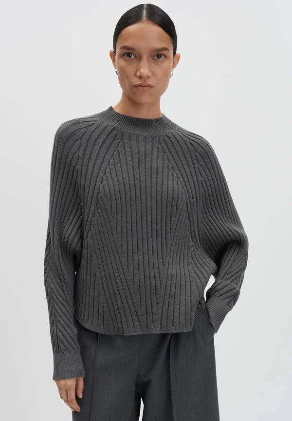 LOOSE FIT RIBBED TEXTURE - Strickpullover - ashy grey melange