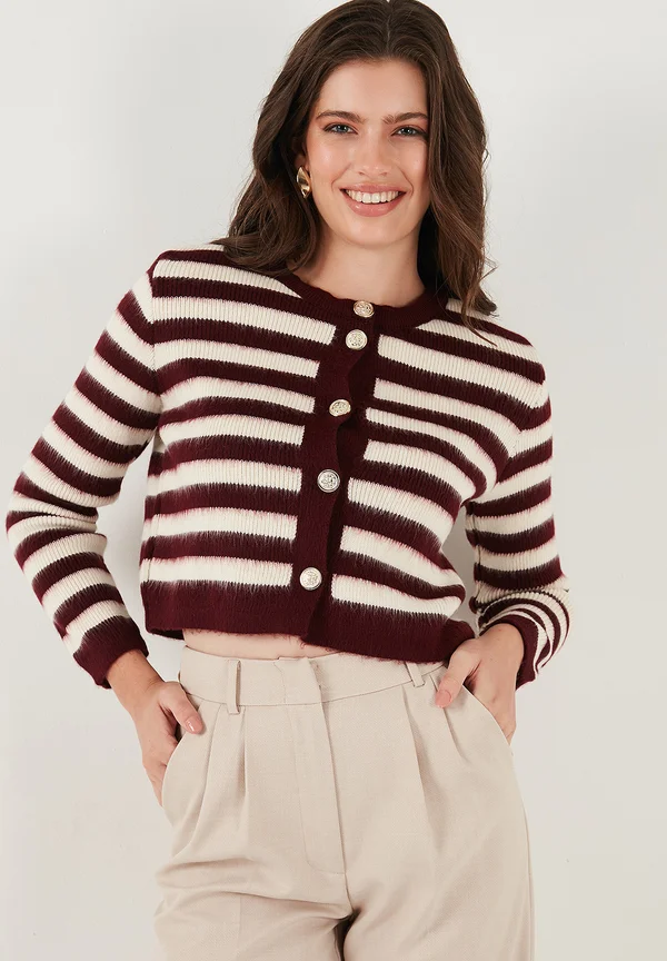 LOOSE FIT - Strickjacke - bordeaux