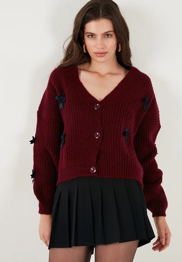 LOOSE FIT - Strickjacke - bordeaux