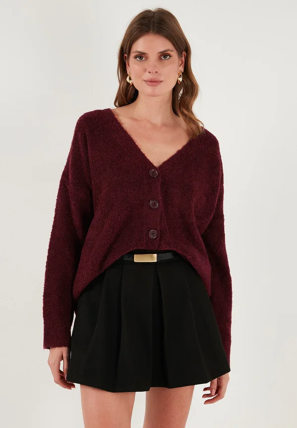 LOOSE FIT - Strickjacke - bordeaux