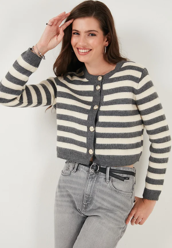 LOOSE FIT - Strickjacke - grey