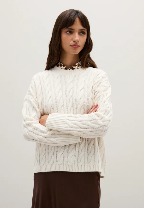 LOOSE FIT - Strickpullover - chalk white