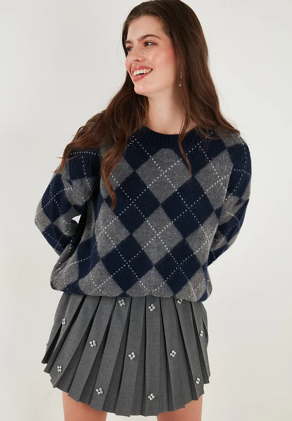 LOOSE FIT - Strickpullover - dark blue