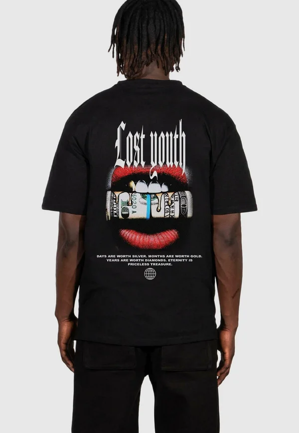LOST YOUTH MÄNNER LY  TEE ''DOLLAR'' - T-Shirt print - black