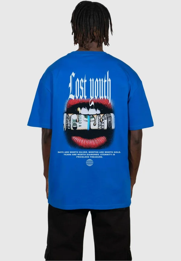 LOST YOUTH MÄNNER LY  TEE ''DOLLAR'' - T-Shirt print - blue