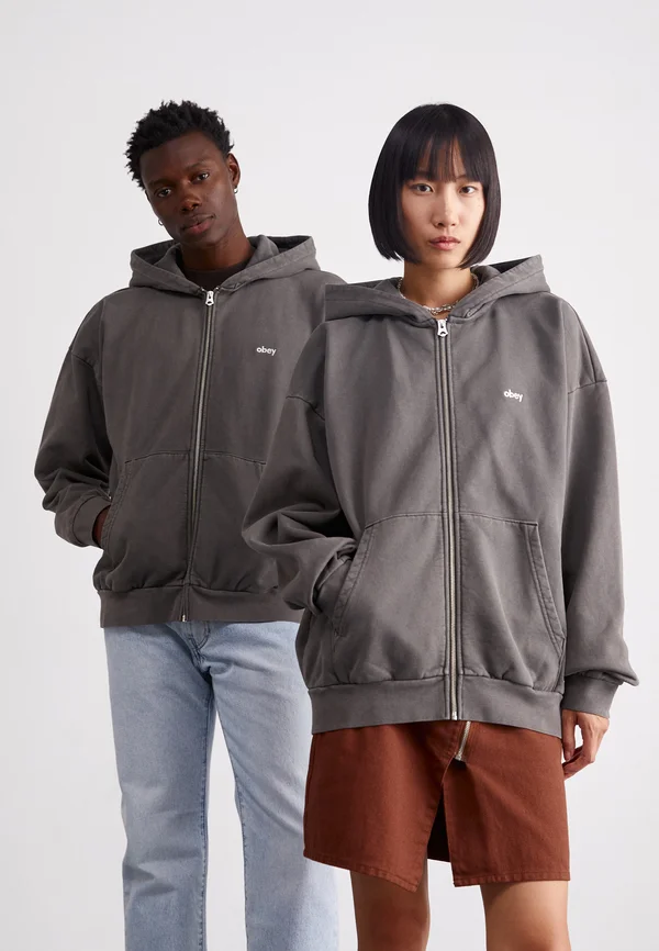LOWERCASE ZIP HOOD UNISEX - Sweatjacke - pigment digital black