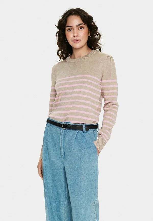 LS STRIPED - Strickpullover - plaza taupe pink stripe