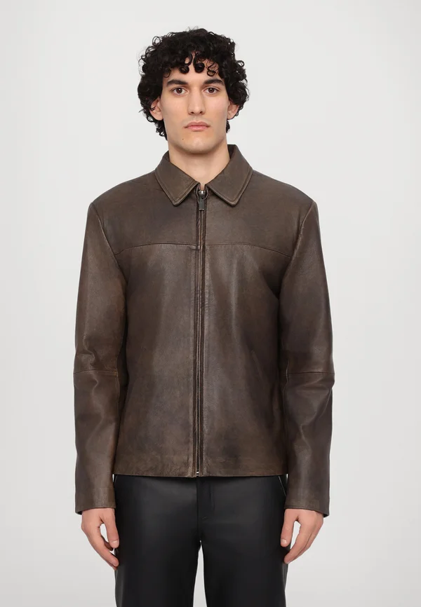 LUKE JACKET DISTRESSED - Lederjacke - black aged
