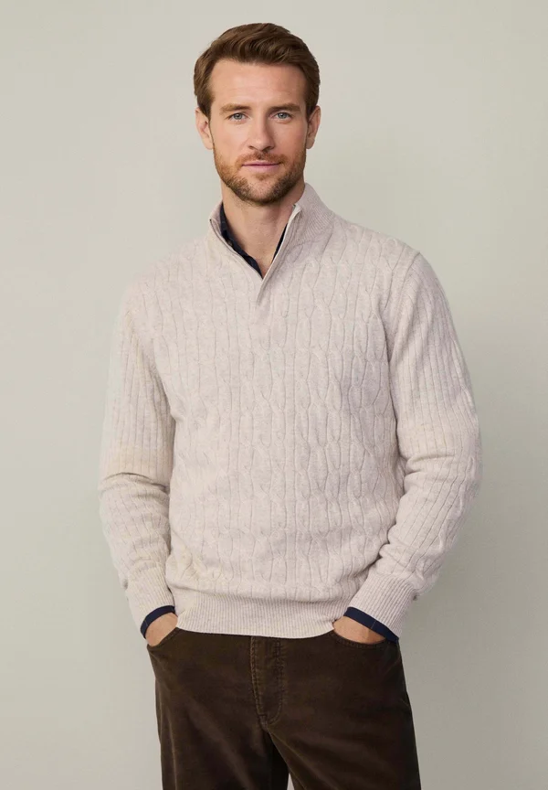 LW CABLE HZIP - Strickpullover - antique white