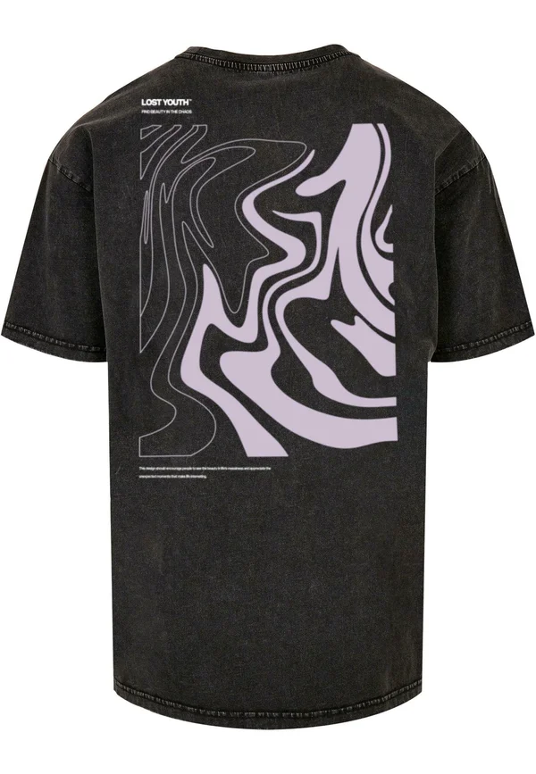 LY ACID WASHED CHAOS - T-Shirt print - black