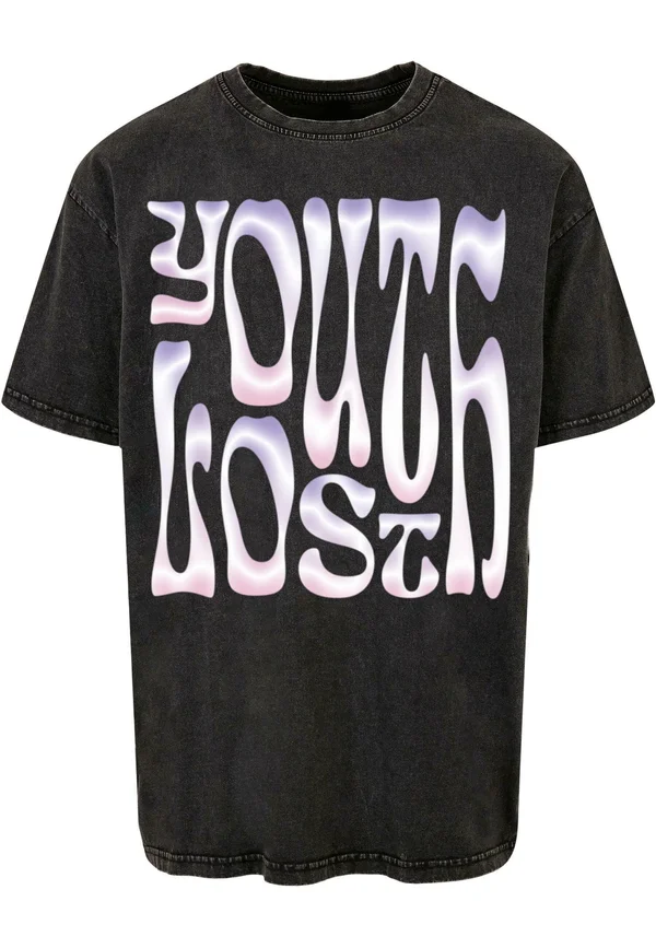 LY ACID WASHED GRAFFITI - T-Shirt print - black