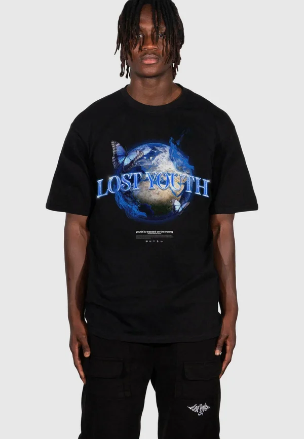LY  WORLD - T-Shirt print - black