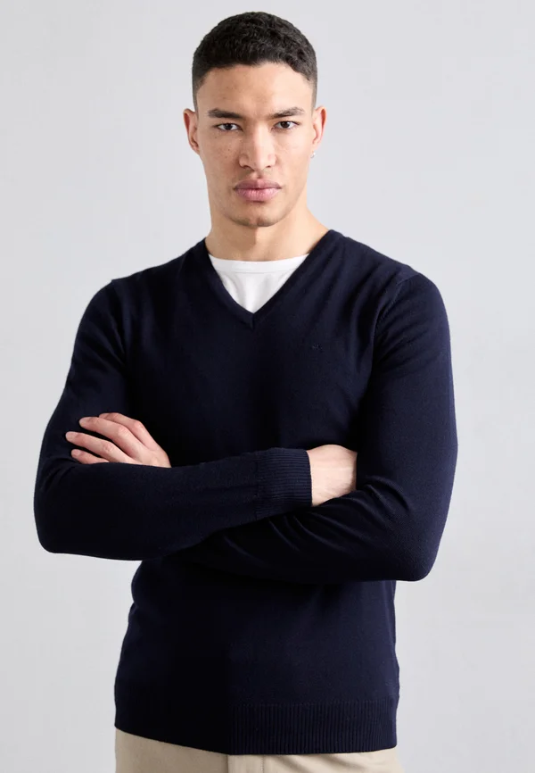 LYMANN V NECK - Strickpullover - navy