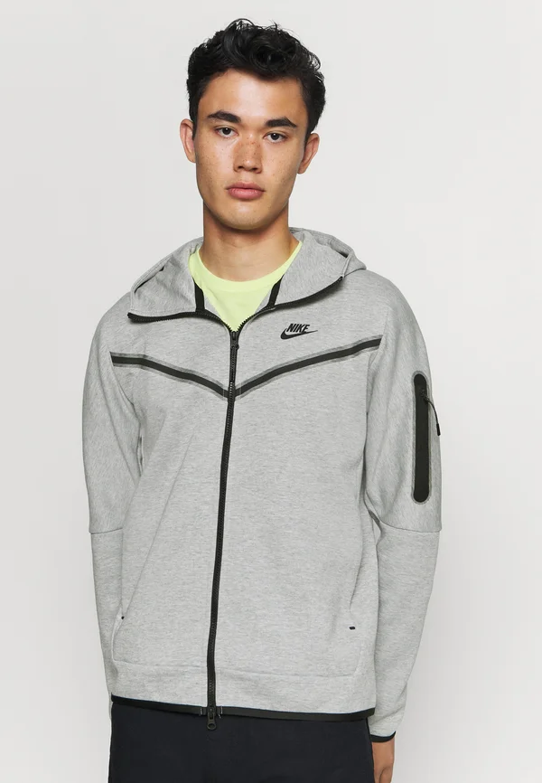 M NSW TCH FLC FZ WR - Sweatjacke - dk grey heather/black