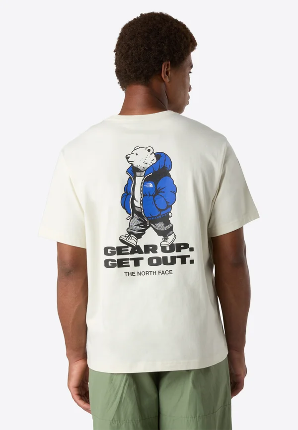 M STREET BEAR RELAXED SS TEE - T-Shirt print - white dune/tnf blue