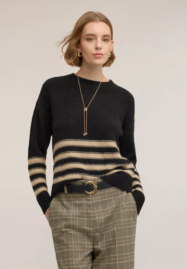 MAGLIA A RIGHE IN MISTO  - Strickpullover - nero