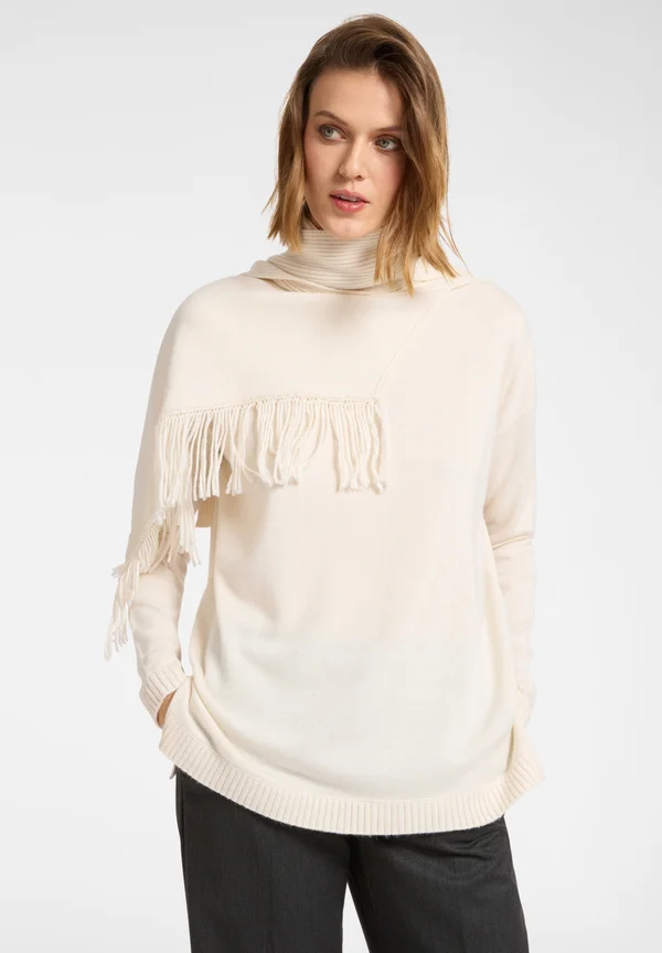 MAGLIA CON FRANGE E SCIARPA STACCABILE
 - Strickpullover - beige