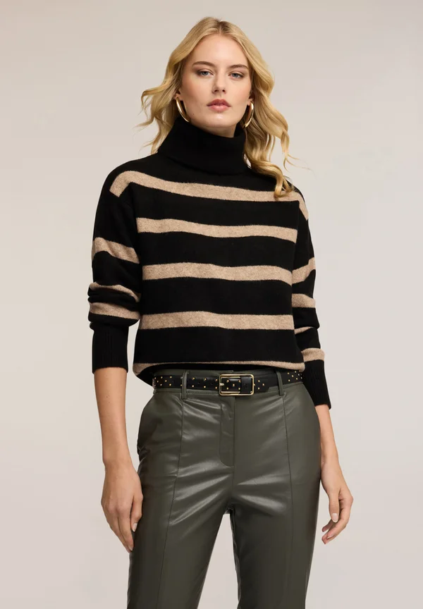 MAGLIA DOLCEVITA A RIGHE - Strickpullover - nero