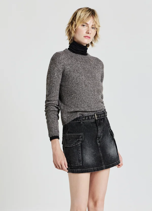 MAGLIA GIROCOLLO A TINTA UNITA - Strickpullover - fango melange