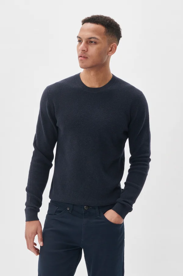 MALAGOON WAFFLE COTTON CREWNECK - KNIT - Strickpullover - DARK NAVY MELANGE