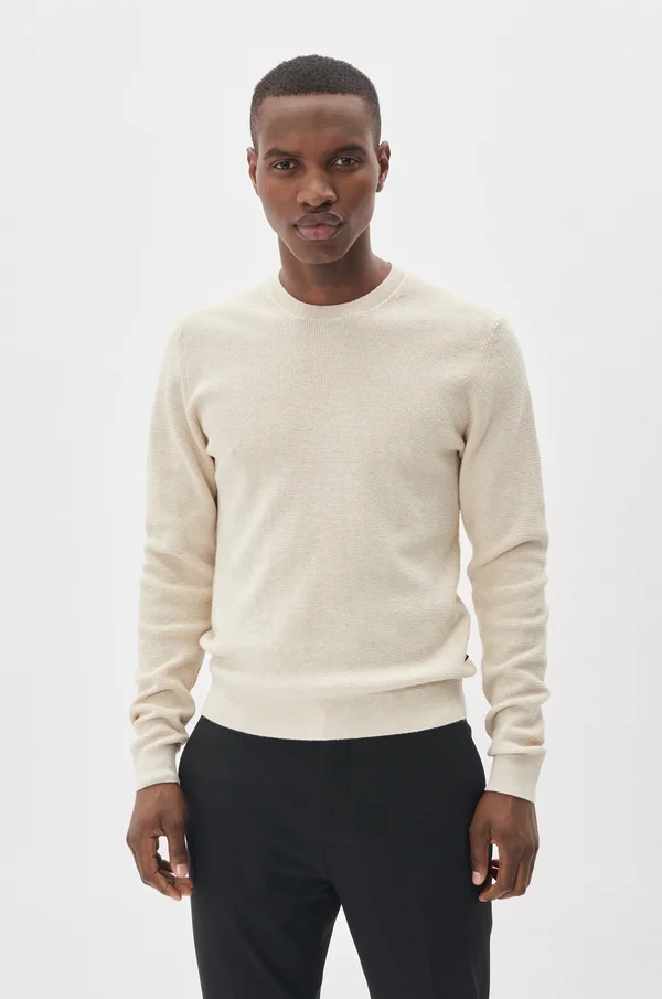MALAGOON WAFFLE COTTON CREWNECK - KNIT - Strickpullover - OYSTER GRAY MELANGE