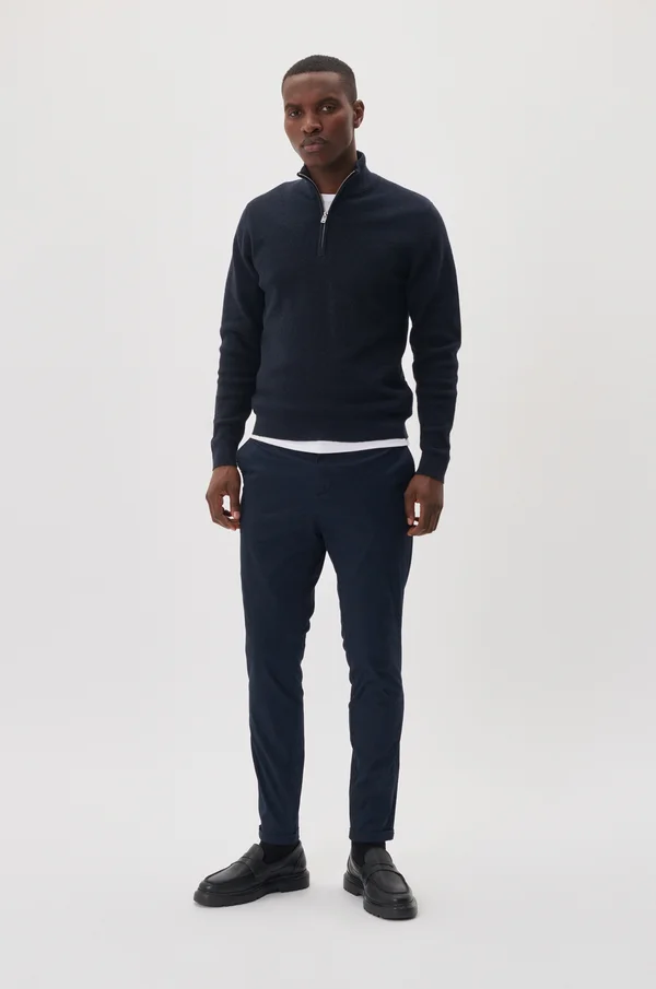 MALAGOON WAFFLE COTTON  HALF ZIP - KNIT - Strickpullover - DARK NAVY MELANGE