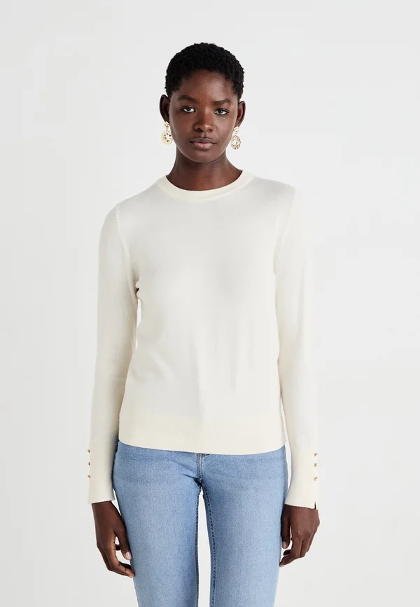 MALOU ON BUTTON - Strickpullover - eggnog melange