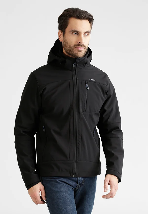 MAN JACKET ZIP HOOD - Softshelljacke - nero