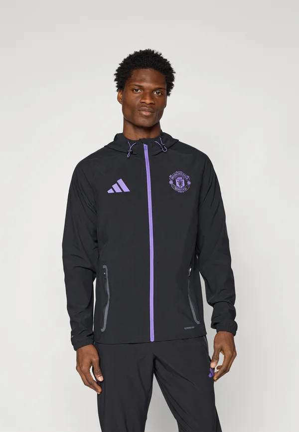 MANCHESTER UNITED TIRO25 COMPETITION VIS TECH TRAVEL JACKET - Vereinsmannschaften - black/purple rush