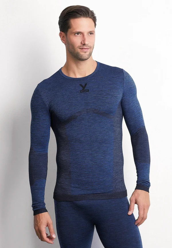 MANICHE LUNGHE - Strickpullover - blue denim plain
