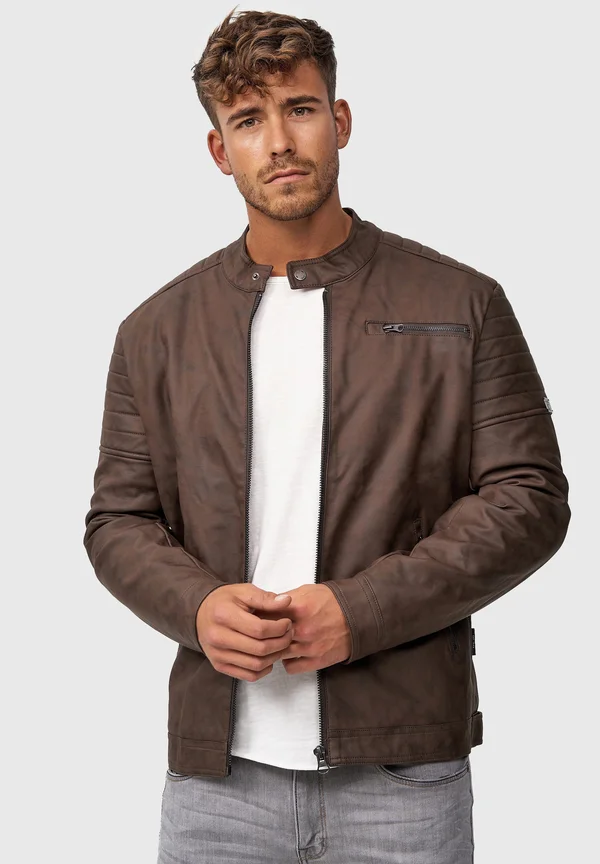 MANUEL - Kunstlederjacke - dark brown