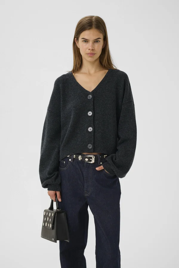 MANZI - Strickjacke - deep graphite melange