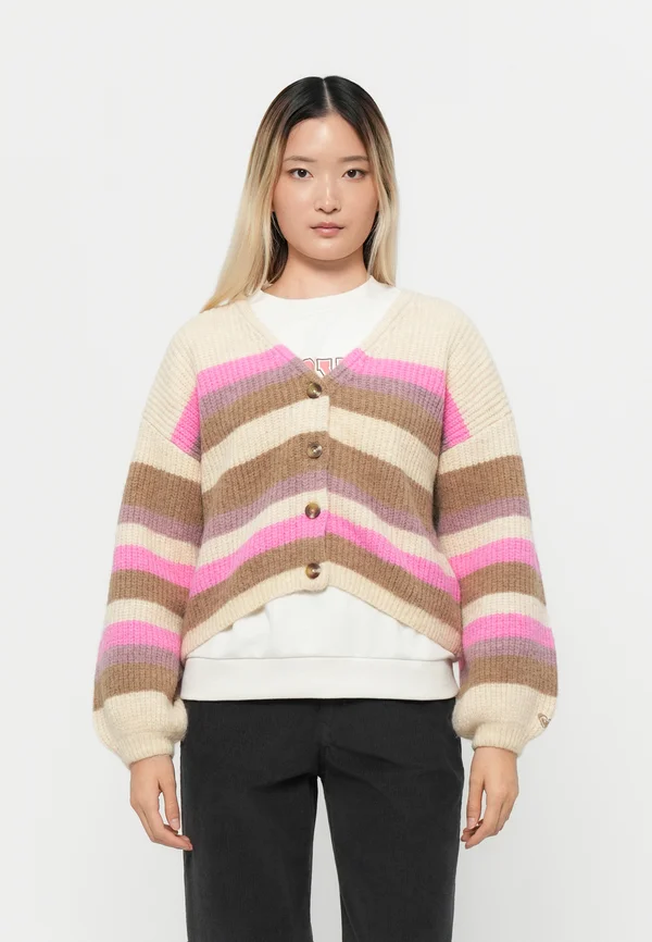 MARBLE TILES STRIPE - Strickjacke - parchment