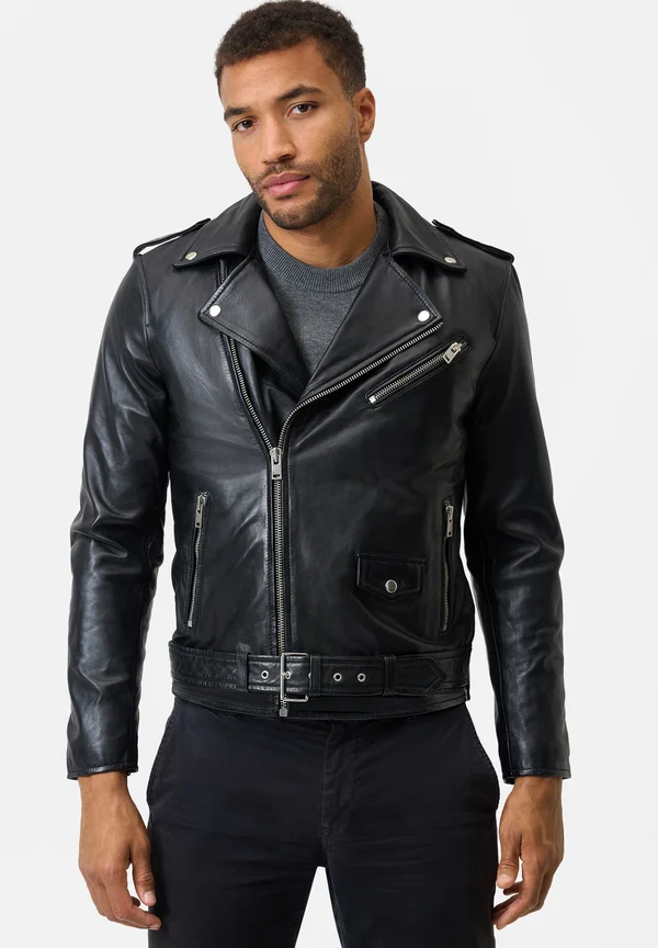 MARCO - Lederjacke - schwarz