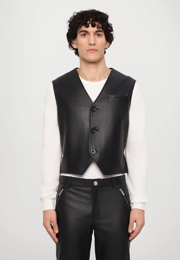 MARCUS LEATHER WAISTCOAT - Weste - nappa black