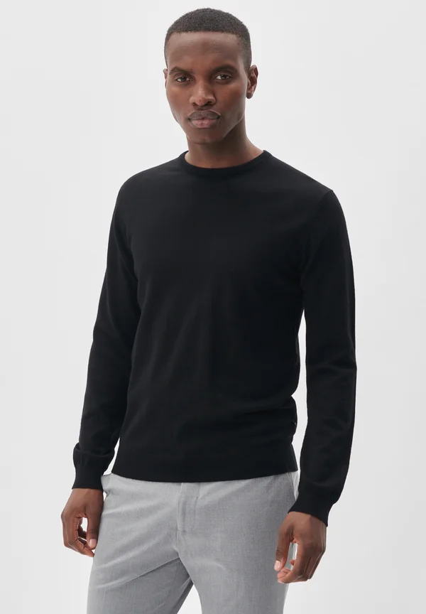 MARGRATE MERINO CREW KNIT PULLOVER - Strickpullover - black