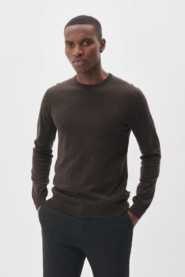 MARGRATE MERINO CREW KNIT PULLOVER - Strickpullover - dark brown