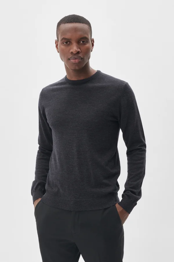 MARGRATE MERINO CREW KNIT PULLOVER - Strickpullover - dark grey