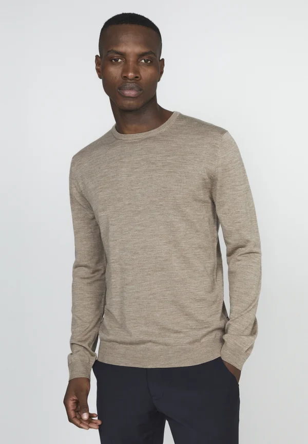 MARGRATE MERINO CREW KNIT PULLOVER - Strickpullover - khaki melange