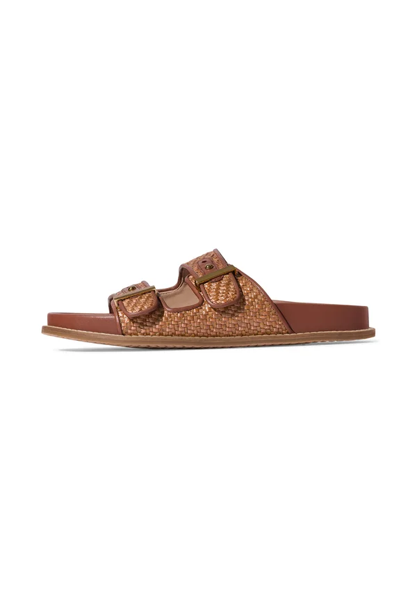 MARISOL - Pantolette flach - tan raffiach dk cuoio ltr