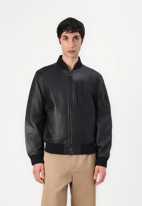 MARKER JACKET - Lederjacke - black