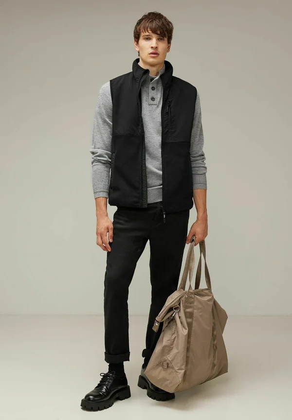 MATERIALMIX MIT ZIPPER - Weste - schwarz