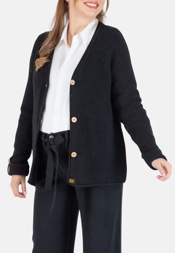 MATERNITY AND NURSING  WITH FRENCH OLIVE TREE BUTTONS - Strickjacke - black
