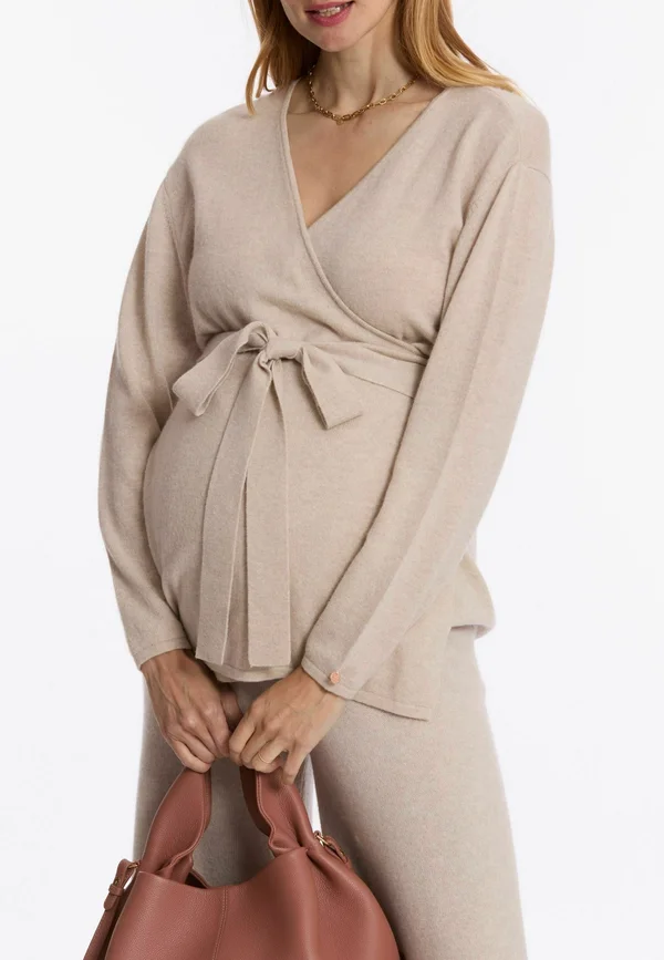 MATERNITY AND NURSING WRAP-OVER  BEVERLY - Strickjacke - beige