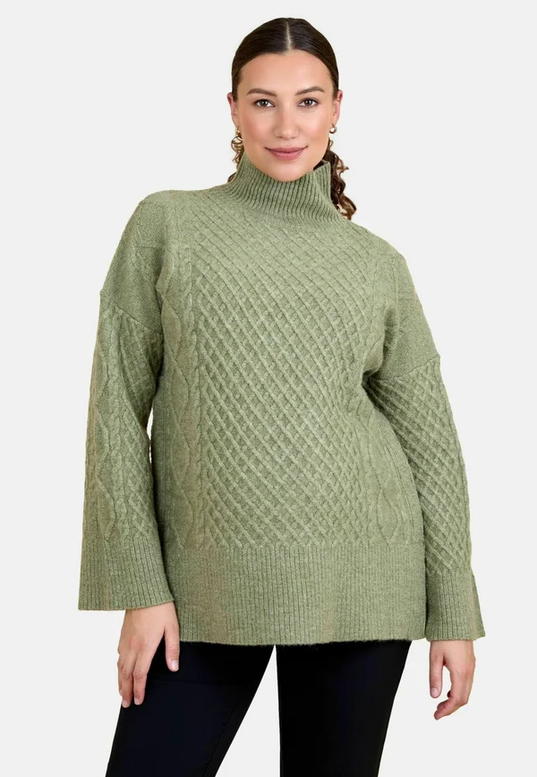 MATERNITY FIT - CABLE TURTLENECK AND NURSING  - Strickpullover - khaki